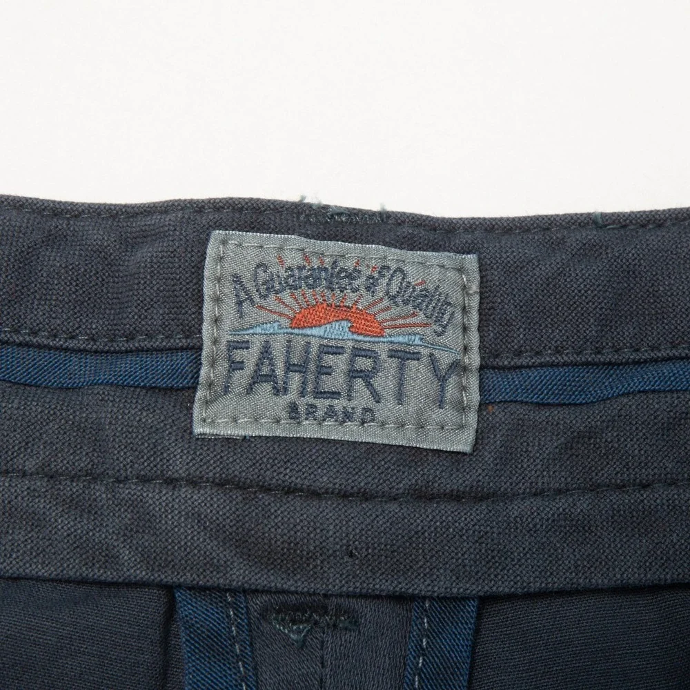 Faherty Stretch Chino Short Mens 42 Navy Blue Garment Dyed MBC0017NVY NEW